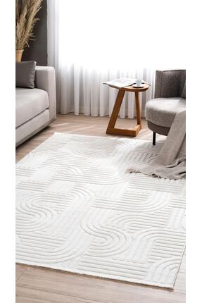 by Özer Halı Krem Renk Bohem Tarz Koza Halı Lisbon A1766A Halı