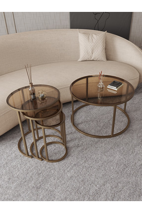 Dekoport Royal 75cm Orta Ve Zigon Sehpa Seti