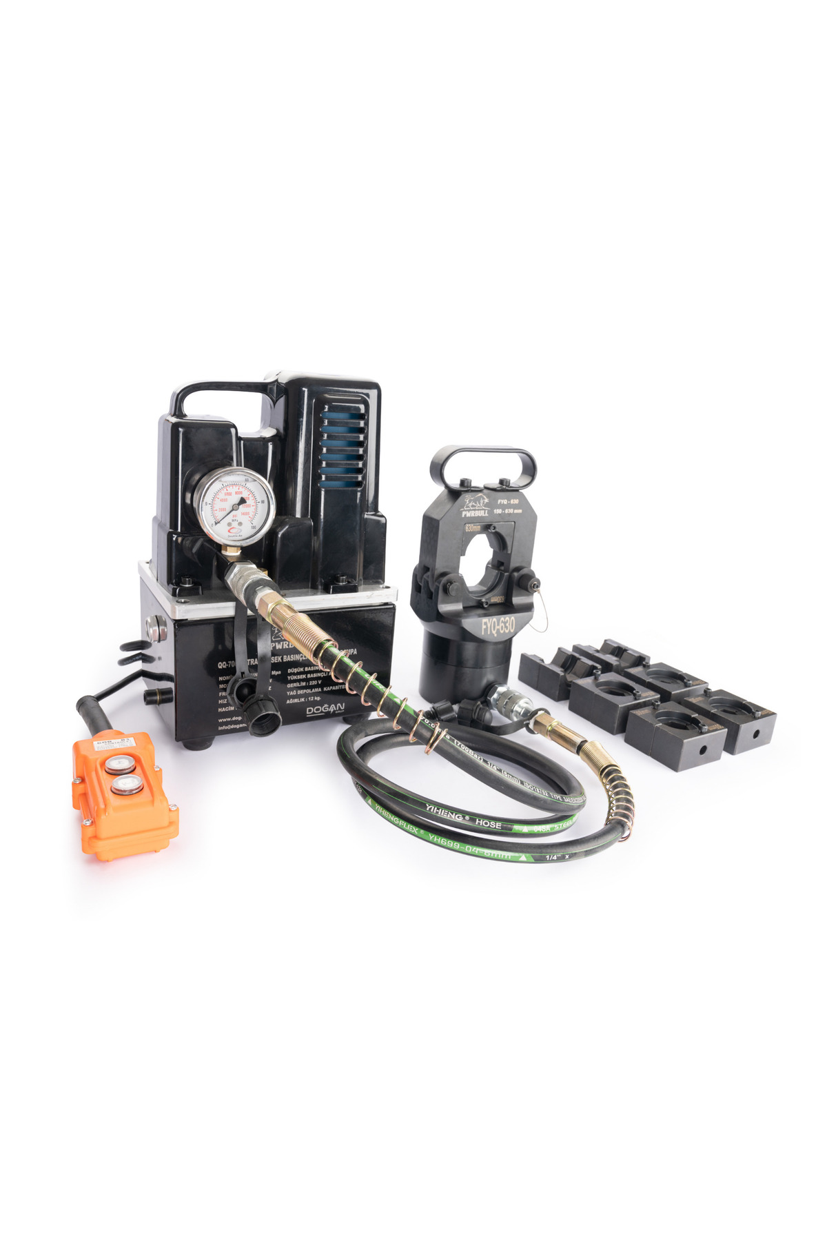 PWRBULL QQ-700 Elektrikli Hidrolik Pompa + FYQ-630 150–630 mm²