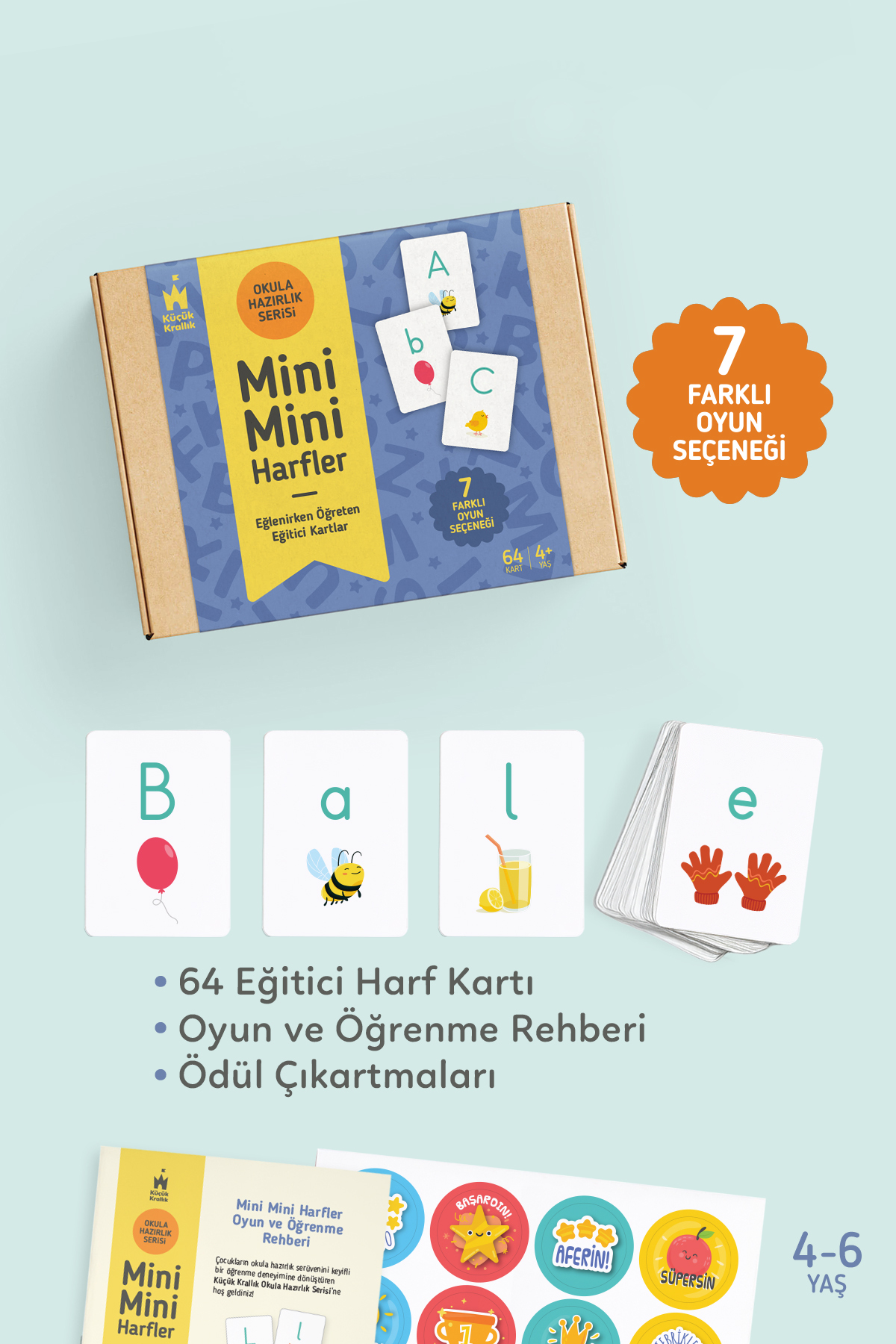 Küçük Krallık Anaokulu Seti Harfler, Sayılar, Renkler&Şekiller ve Kavramlar | 64 Kart x4 Kutu, 3-6 Yaş fotoğrafı 2 (önizleme)