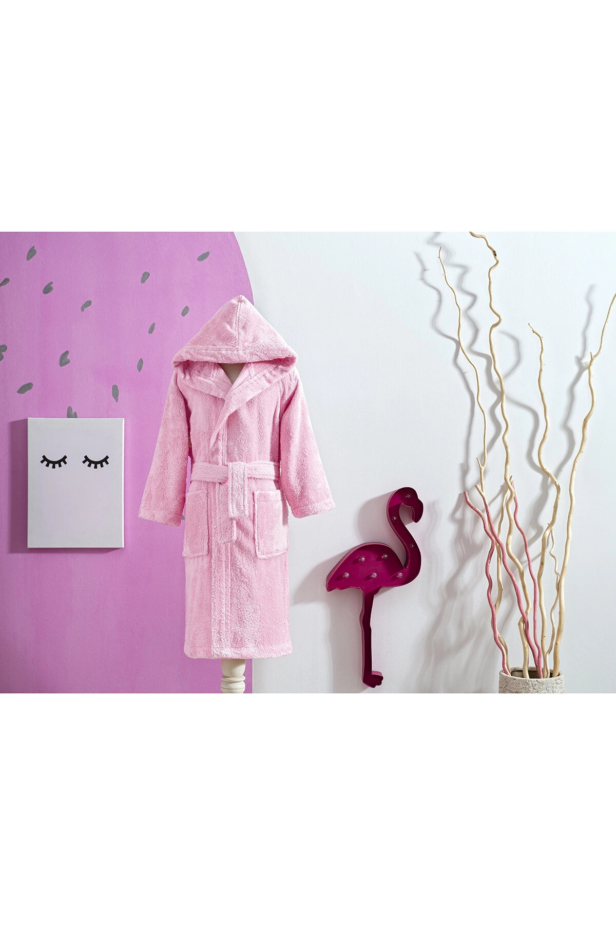 Özdilek Ashley Kapüşonlu Bambu Çocuk Bornozu 13/14 Yaş Pembe fotoğrafı 2 (önizleme)