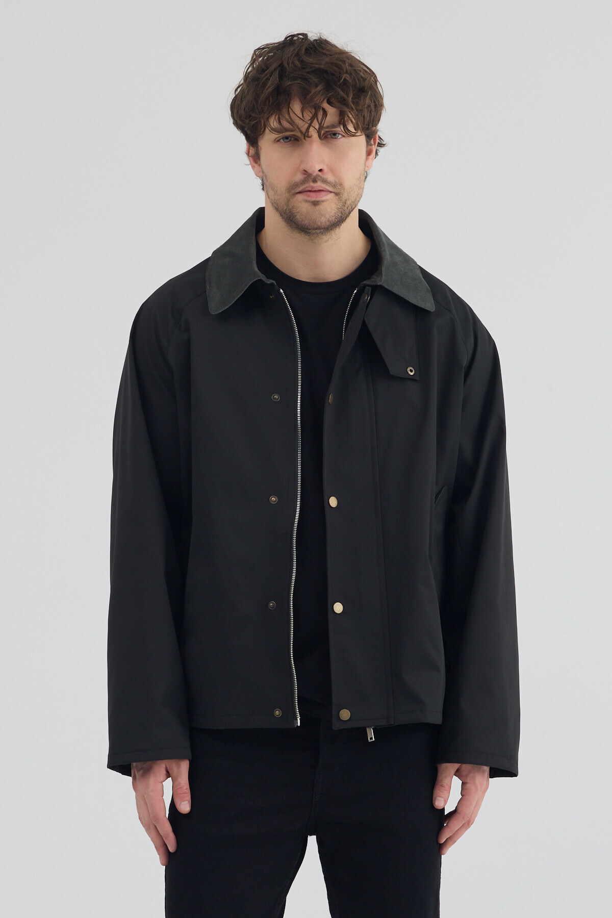 Stoncs  Erkek Siyah Kontrast Yakalı Oversize Ceket