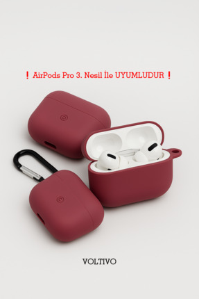 VOLTIVO Air Pods Pro 3. Nesil Uyumlu Renkli Kir Tutmaz Silikon Kancalı Kılıf