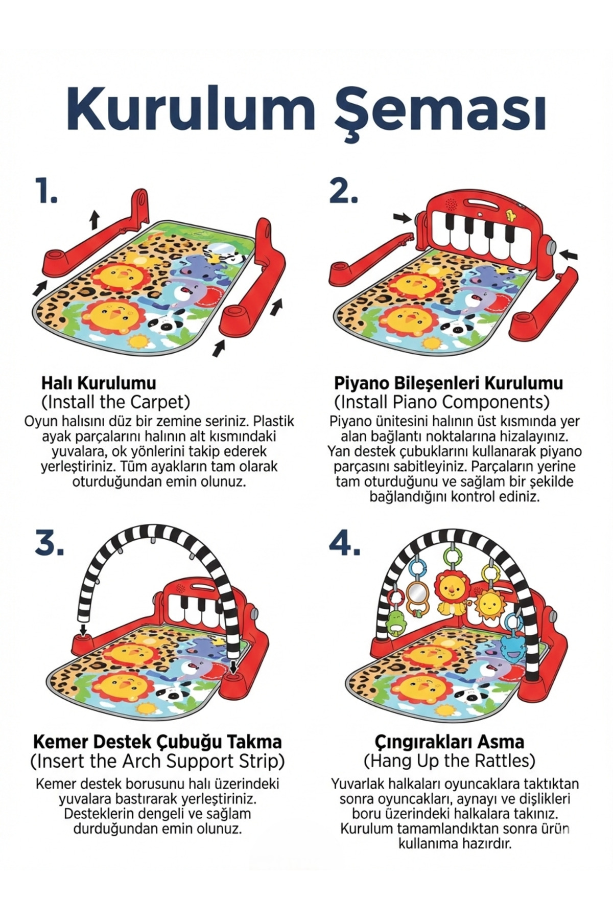 a v d a Unicorn Müzikli Piyanolu Bebek Oyun Halısı – Bebek Aynası + Çıngırak + Diş Kaşıyıcı Aktivite Minderi fotoğrafı 3 (önizleme)