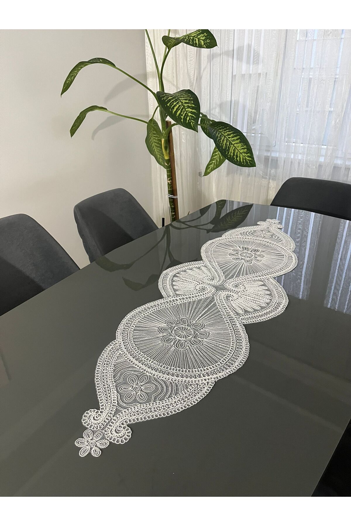 French Lace Luxury Tulle Guipure Stylish Single Runner 50x140cm