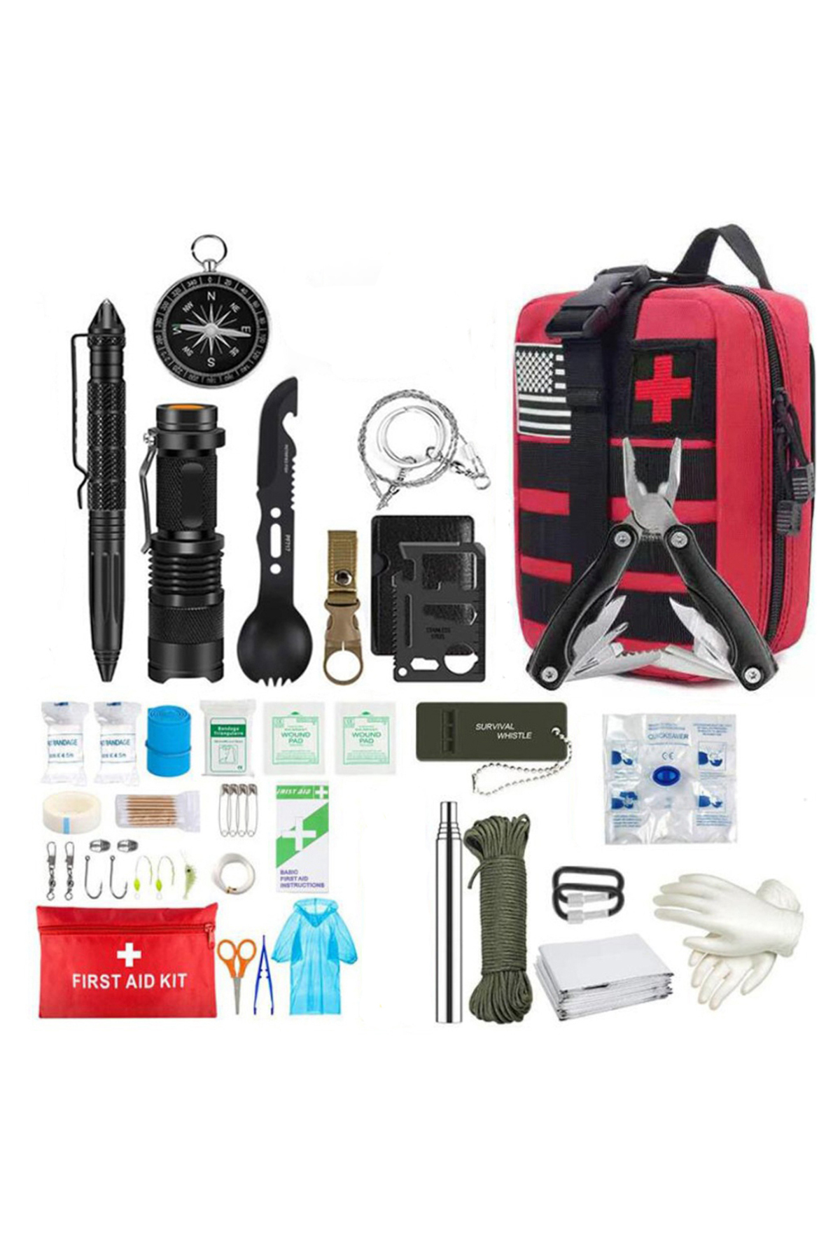 Choice Red Set Survival First Aid Kit Survival Full Set Molle Outdoor ...