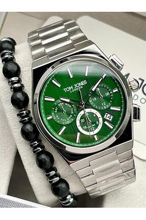 Tom Jones Erkek Kol Saati Gümüş Renk Çelik Kordon Takvimli 5 Atm Su Geçirmez-...