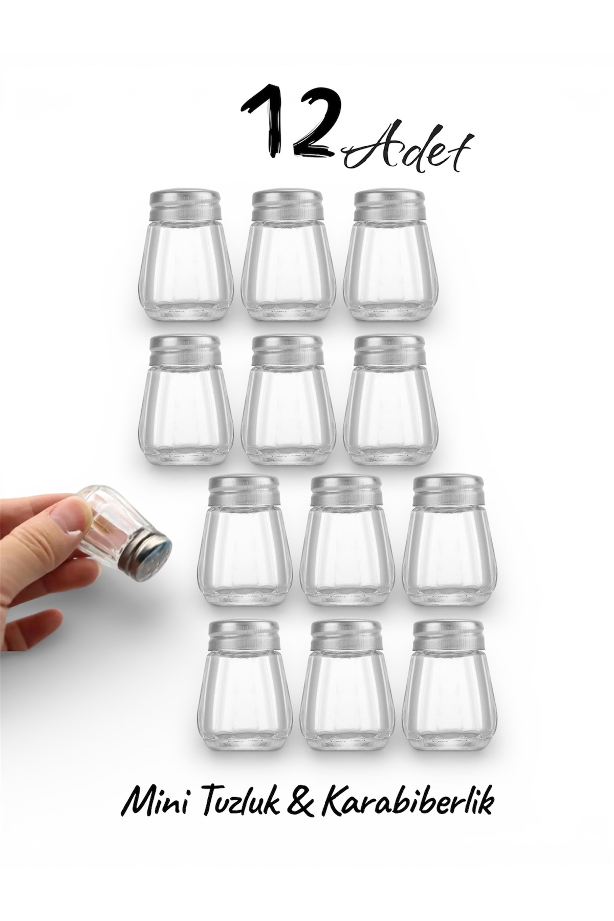 Exculusive salt Glass 12-Piece Salt Shaker 20ml Mini Oval Single Salt and Pepper Shaker Set