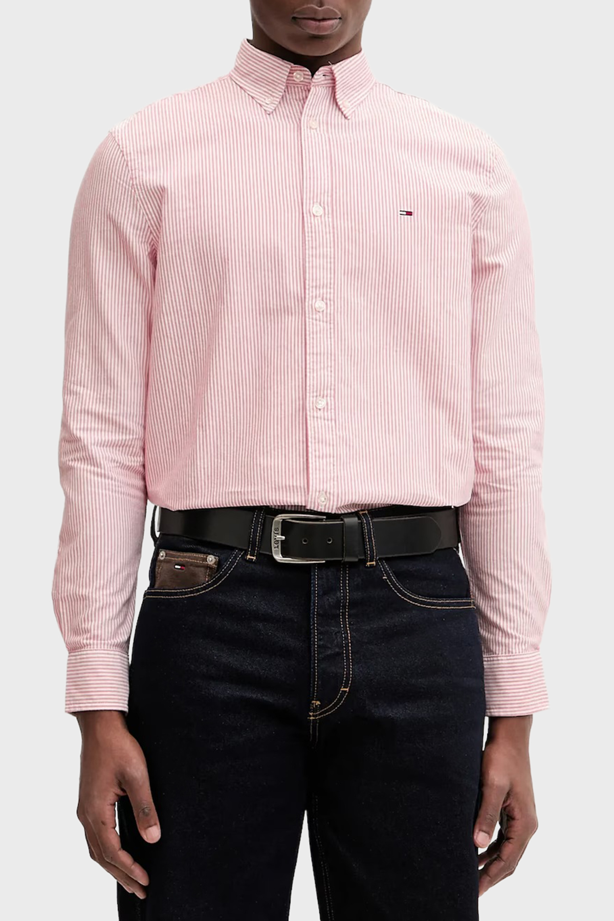 پیراهن مردانه آستین بلند راه راه نخی سایز معمولی DM0DM20668 XL0 تامی جینز پیراهن Tommy Jeans