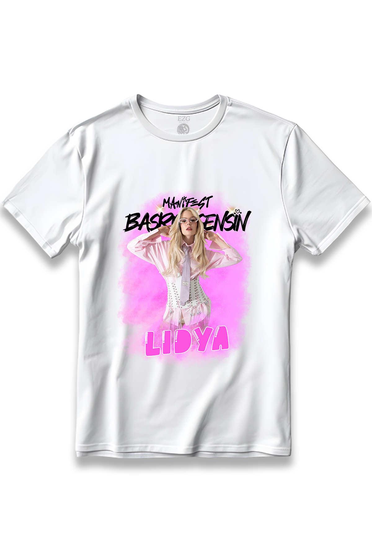EZG Business  Manifest Grup Lidya Başrol Sensin Baskılı T-Shirt Unisex %100 Pamuk Nefes Alan Kalın Kumaşlı Tişört