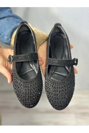 KAYGISIZ AYAKKABI Pullu Simli Siyah Payetli Toka Detaylı Kadın Şık Günlük Babet