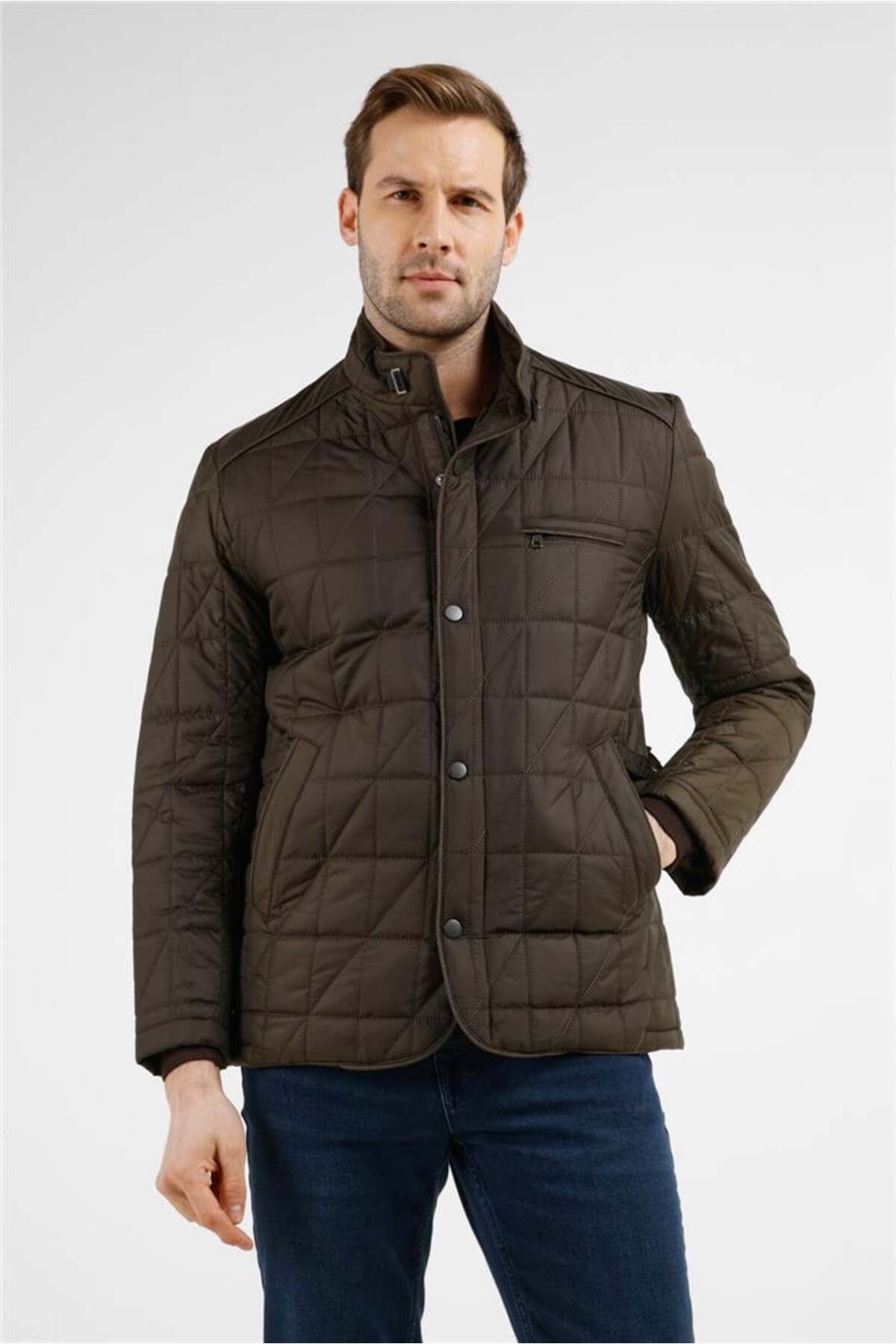 İmza  Haki Dik Yaka Slim Fit Classic Kaban 1008255153 - Görsel 5