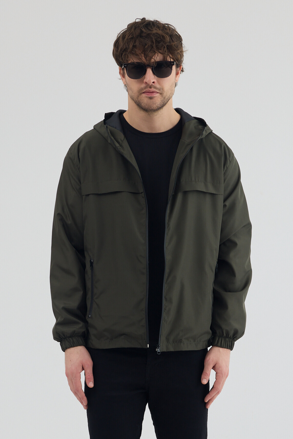 Tonny Black  Erkek Haki Rüzgar ve Su Geçirmez Rahat Kalıp Yağmurluk - Görsel 3