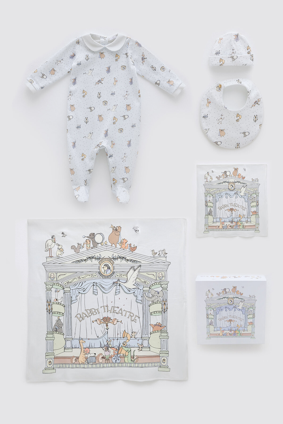 Atelier Babbi 100% Cotton 5-Piece Newborn Set - Theatre / Blue