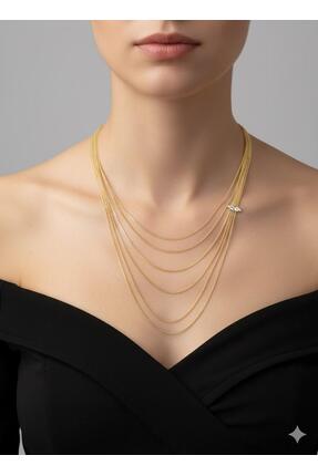 AYMDSNG ÇOKLU SIRA GOLD KOLYE TAŞLI