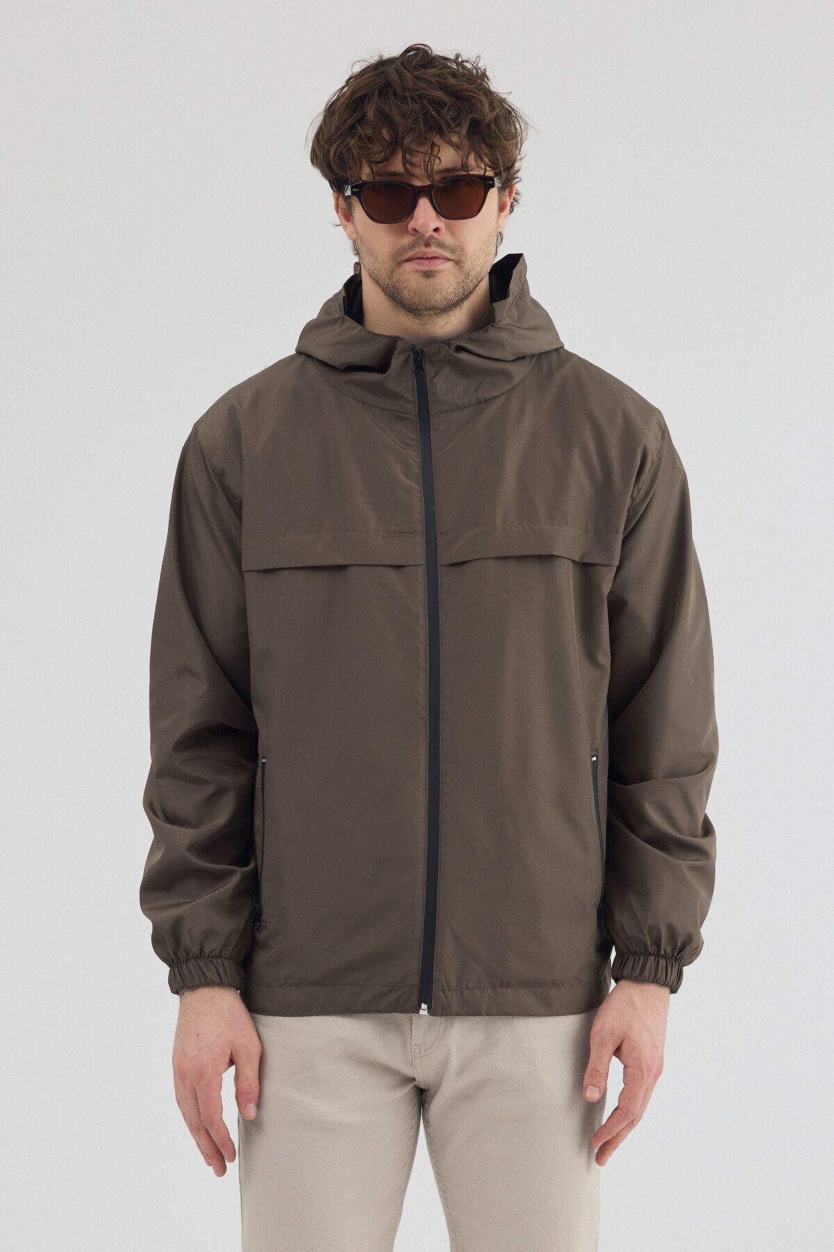 Tonny Black  Erkek Kahve Rüzgar ve Su Geçirmez Rahat Kalıp Yağmurluk - Görsel 4