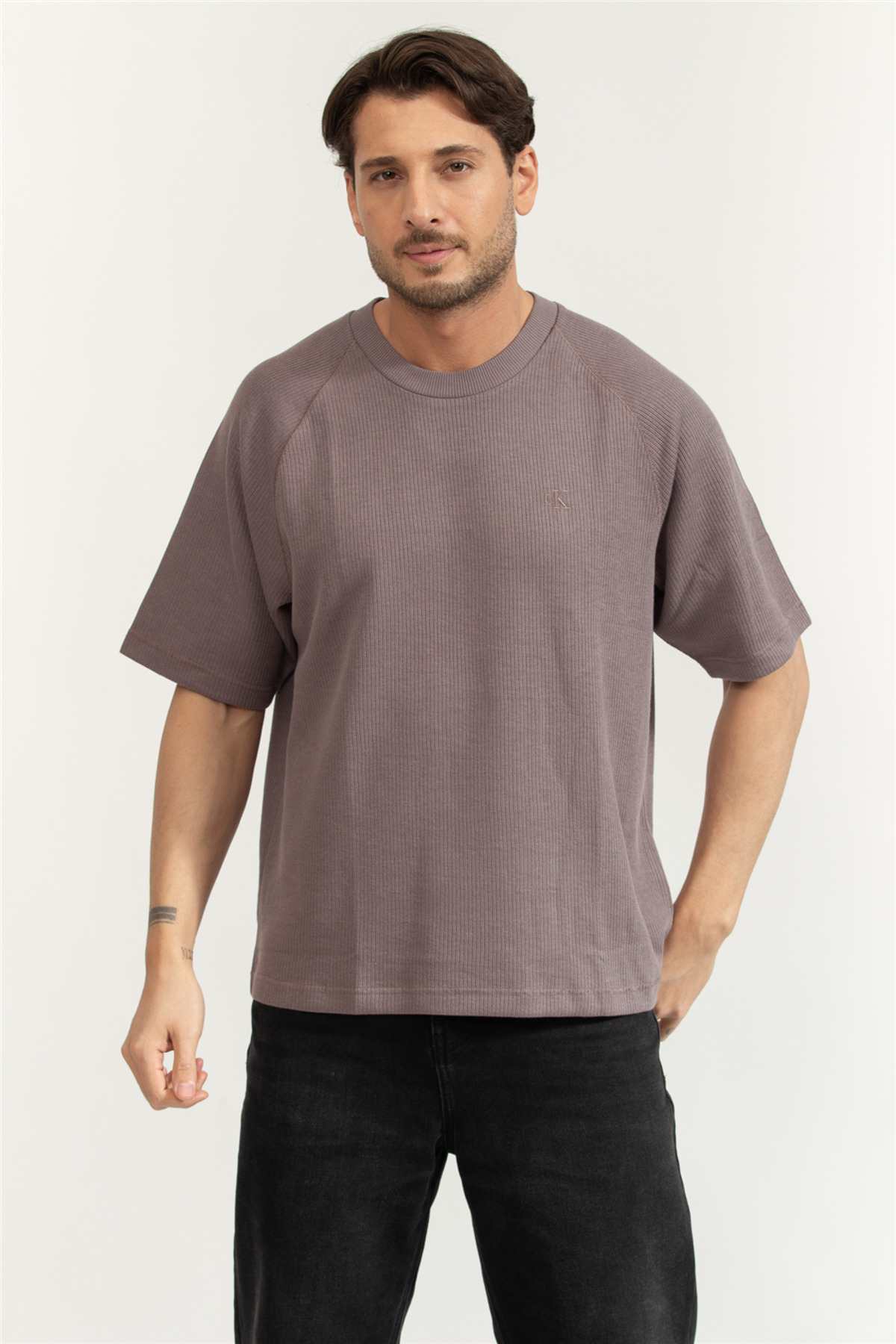 کلوین کلاین تی‌شرت یقه گرد مردانه Cozy Flatback Rib SS Relaxed Tee