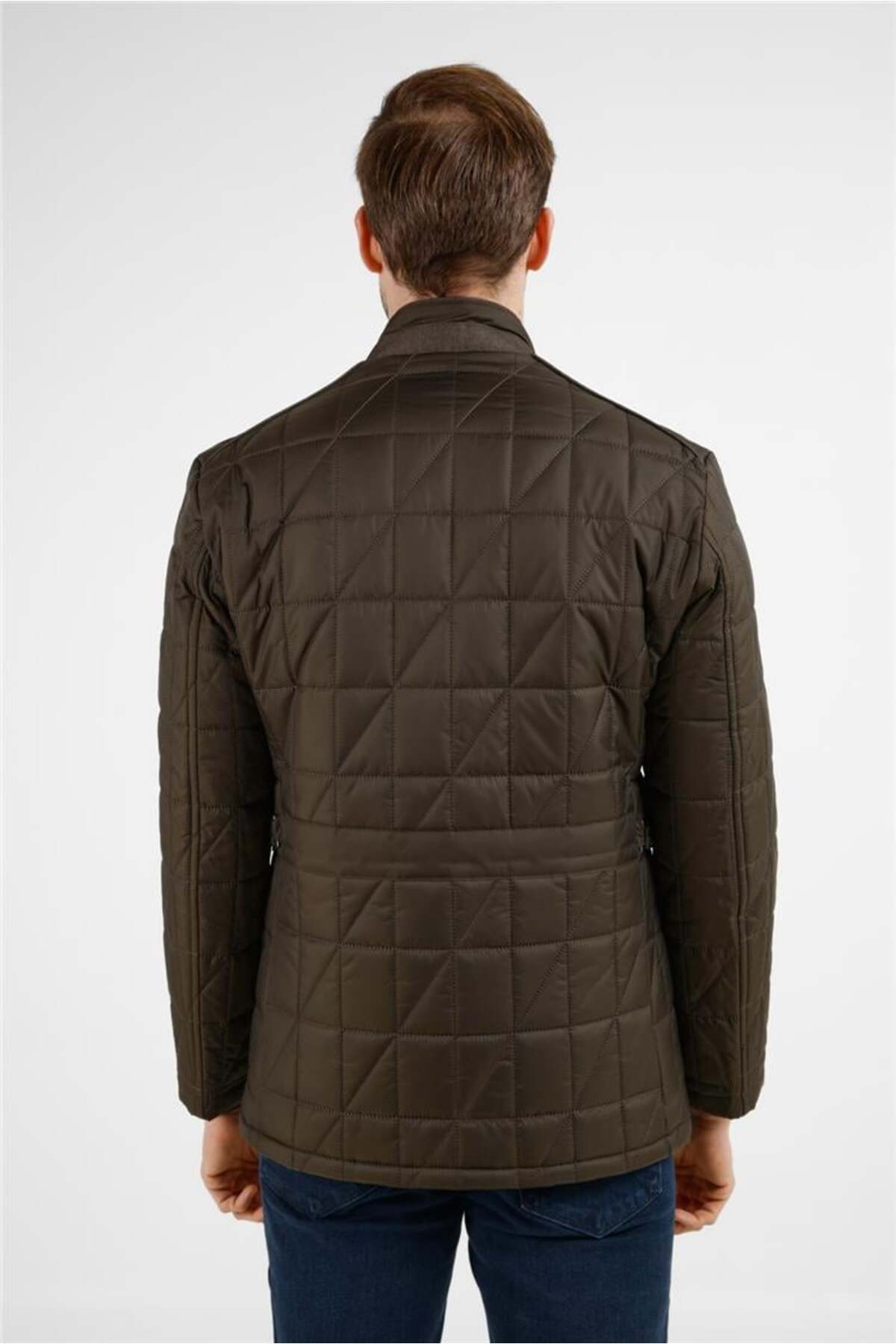 İmza  Haki Dik Yaka Slim Fit Classic Kaban 1008255153 - Görsel 4