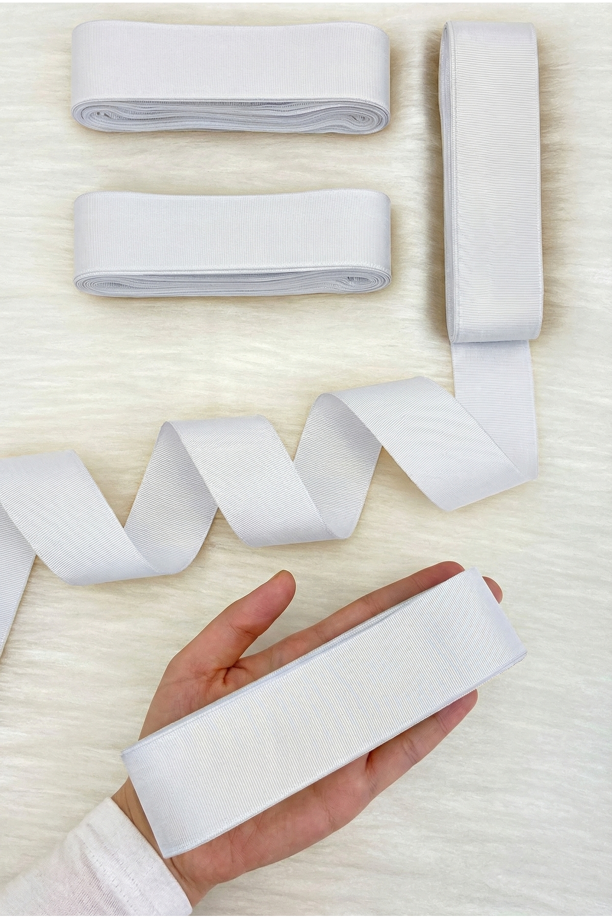 White Grosgrain Ribbon 4 Cm 10 Mt, Bundle Dowry Wedding Engagement Birthday Gift Packaging Decoration