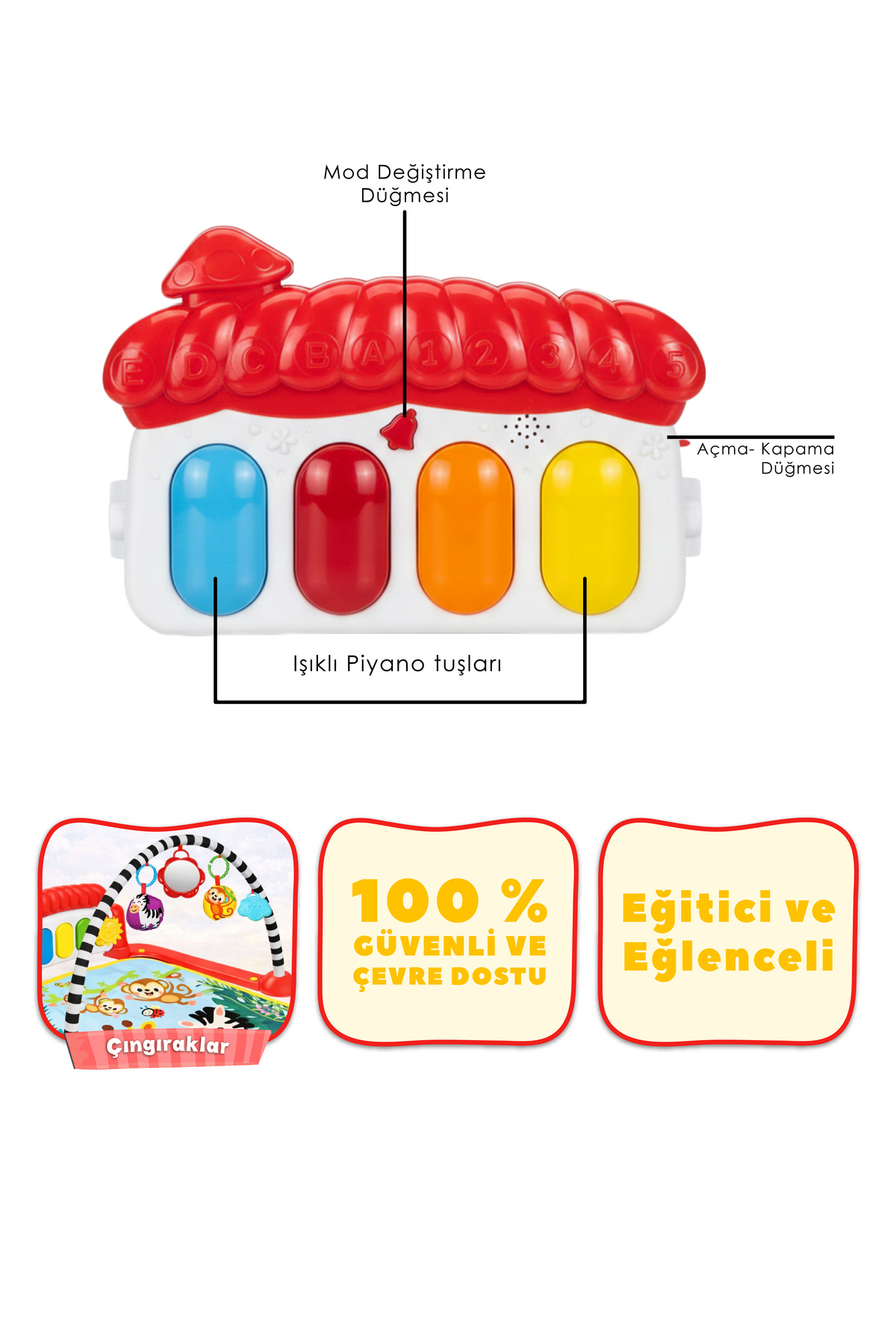 ŞENOL OYUNCAK Piyanolu Safari Desenli Bebek Oyun Halısı- Eğitici Müzikli Aktivite Halısı (0-24 Ay) fotoğrafı 3 (önizleme)