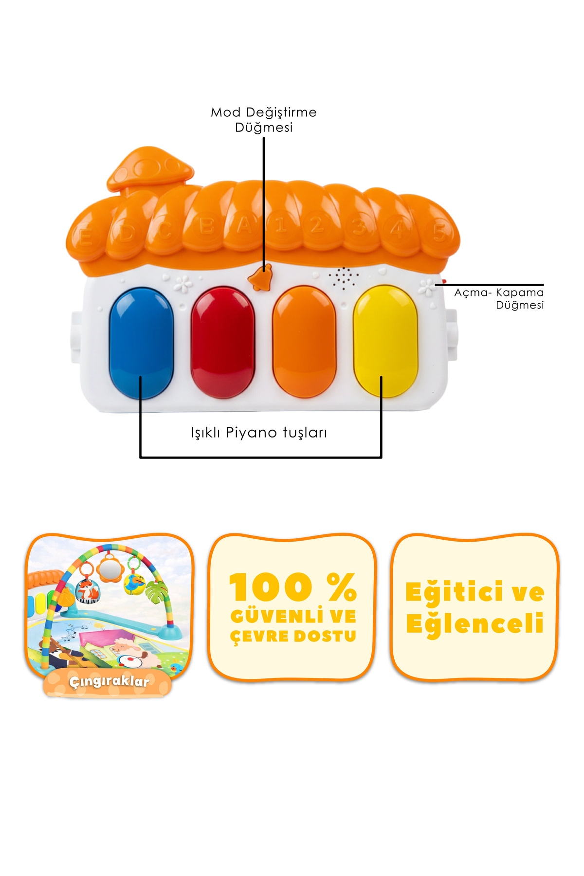 ŞENOL OYUNCAK Piyanolu Orkestra Desenli Bebek Oyun Halısı- Eğitici Müzikli Aktivite Halısı (0-24 Ay) fotoğrafı 4 (önizleme)