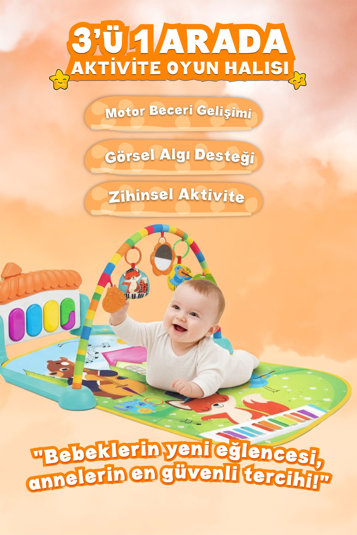 ŞENOL OYUNCAK Piyanolu Orkestra Desenli Bebek Oyun Halısı- Eğitici Müzikli Aktivite Halısı (0-24 Ay) fotoğrafı 2 (önizleme)