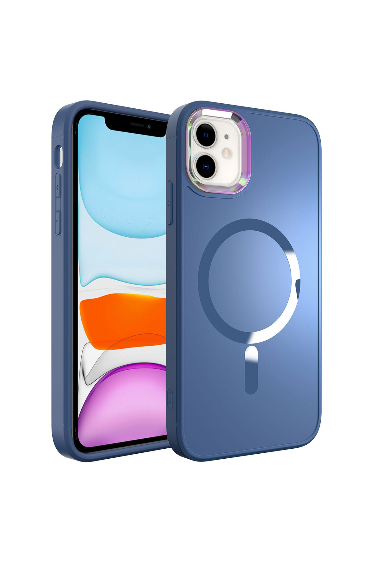 iPhone 11 Uyumlu Magsafe Wireless Şarj Özellikli BSAY Stil Kılıf-Sierra Mavi