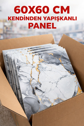 UKAB DEKOR 60x60 Cm Mermer Desenli Kendinden Yapışkanlı Seramik Köpük Pvc Duv...
