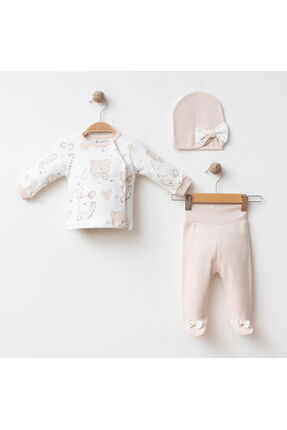 Gümüş Baby Kids KIZ BEBEK 3 LÜ SET % 100 PAMUKLU KUMAŞ,KURDELELİ,PATİKLİ