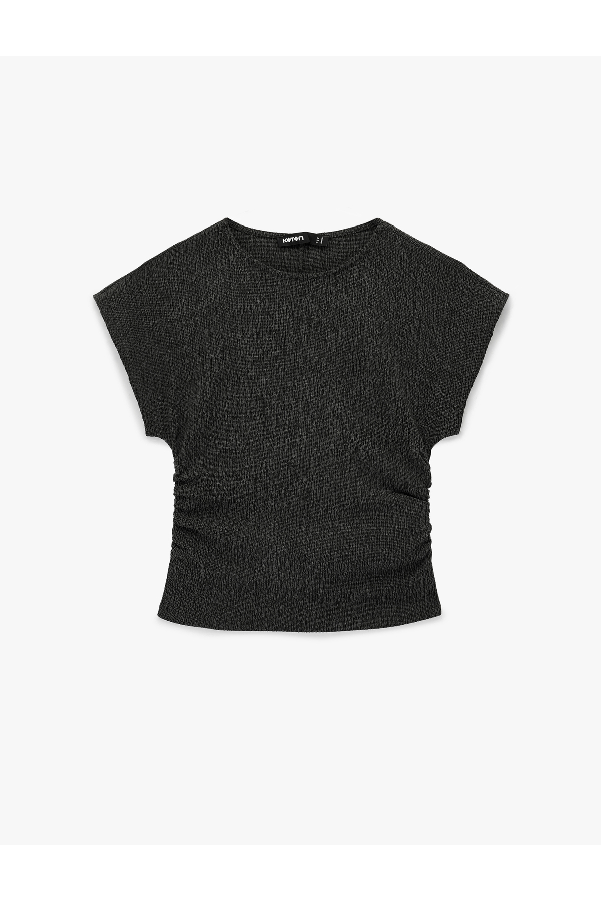 Koton Women'S Anthracite Draped Textured T-Shirt