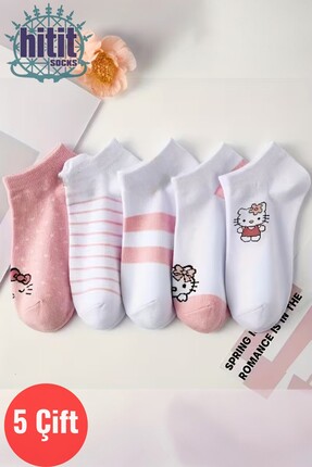 Hitit Socks Kadın 5 Çift Günlük Kullanıma Uygun Sevimli Kedi Desenli Görünmez...