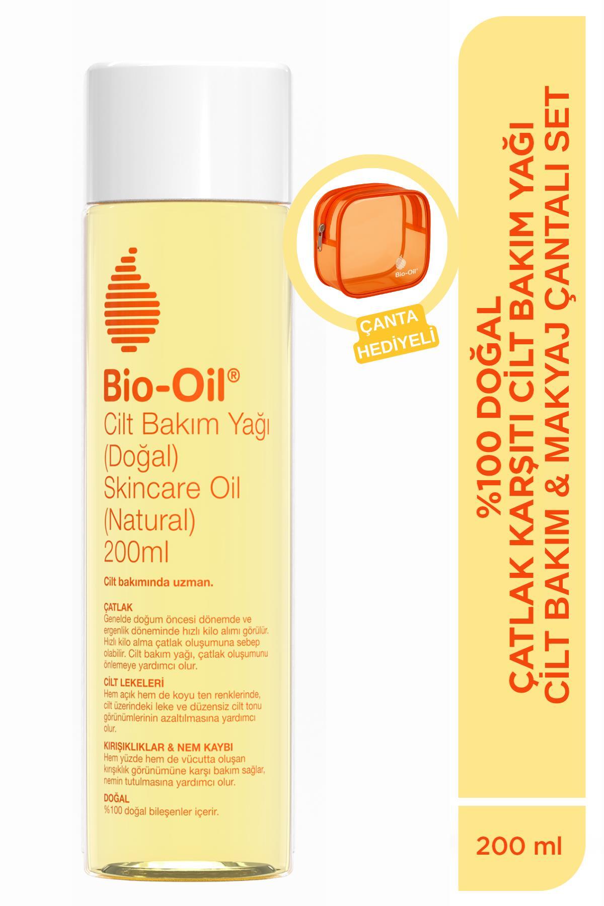 Bio-Oil %100 Natural Çatlak ve Leke Karşıtı Nemlendirici Cilt Yağı 200 ml Makyaj Çantası Hediyeli — SET.SBMD.30