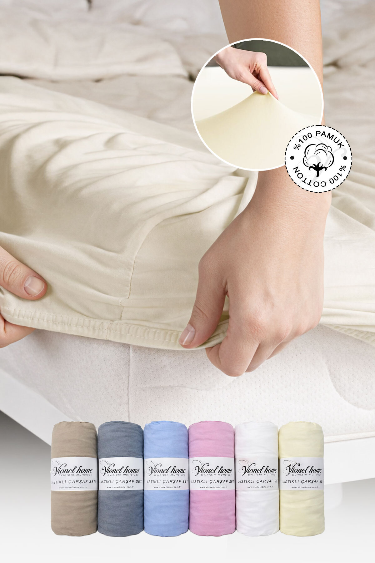 Vionel Home 100% pamuk Pamučni džersej Premium Čaršav sa lastišem | Jednokrev...