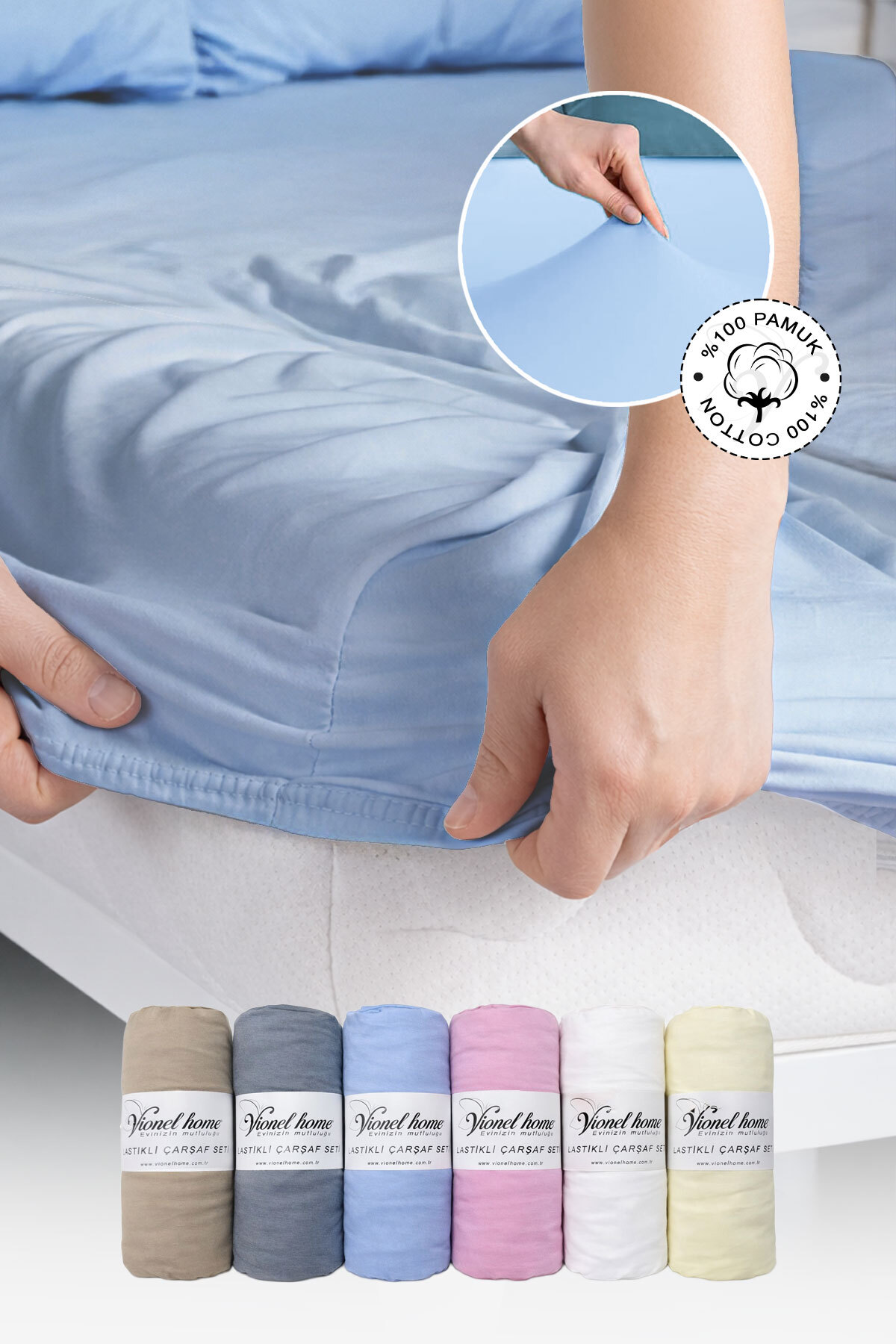 Vionel Home 100% pamuk Pamučni džersej Premium Čaršav sa lastišem | Jednokrev...