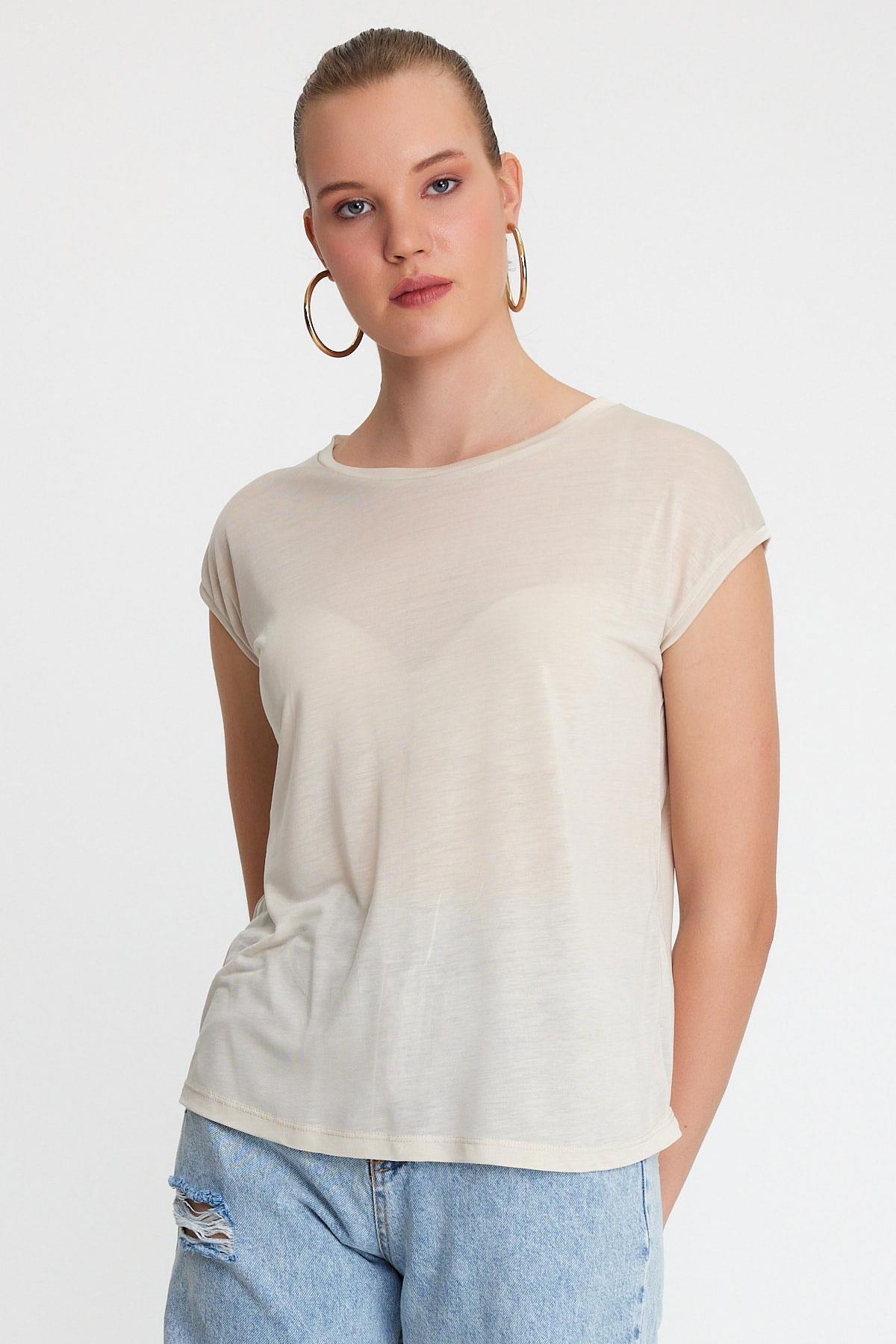 Women's 100% Lyocell Crew Neck T-shirt Stone