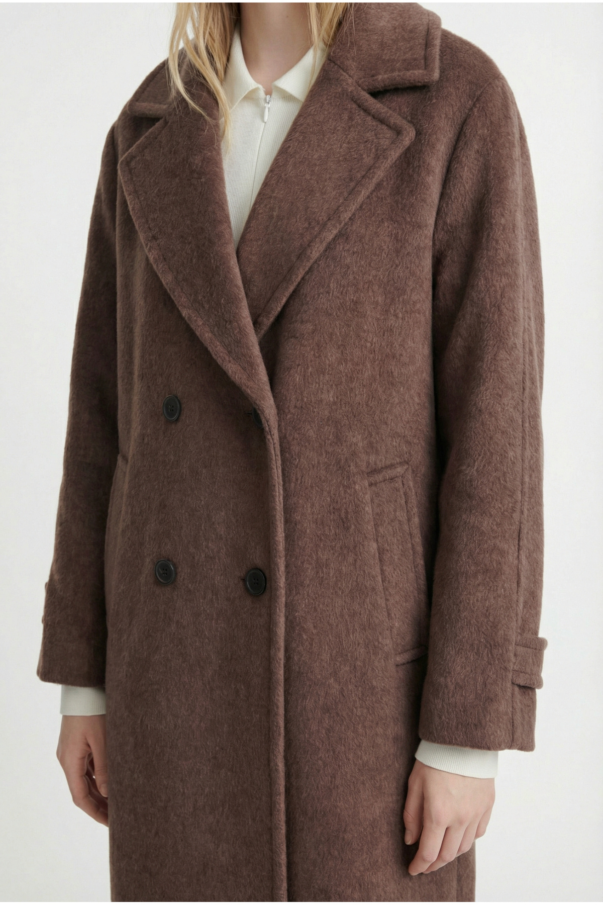 PAULMARK  Kadın Kruvaze Kapama Kaşe Kaban - Görsel 7