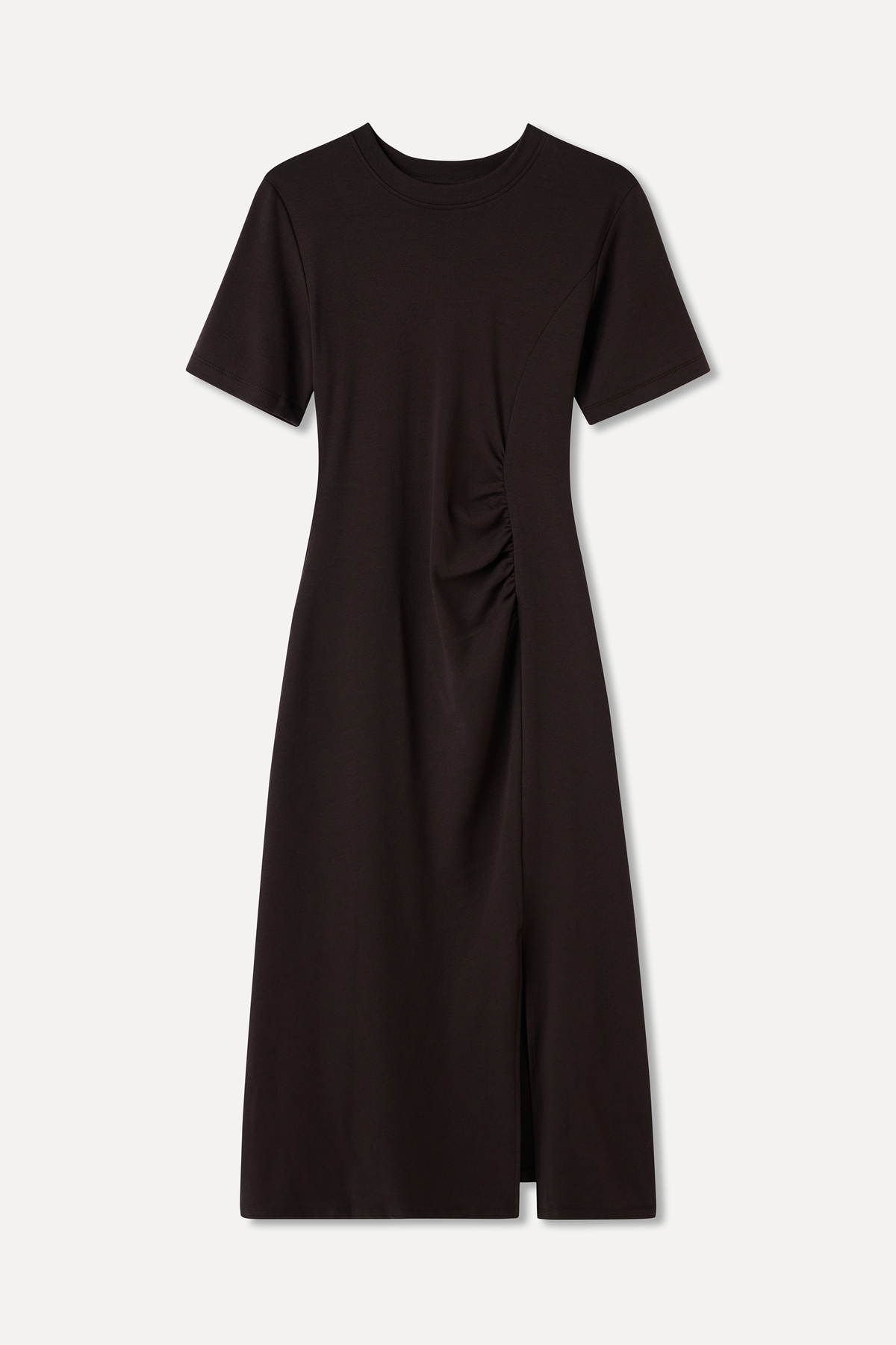 Mudo  FITTED BÜZGÜLÜ YIRTMAÇLI MİDİ ELBİSE - Görsel 5