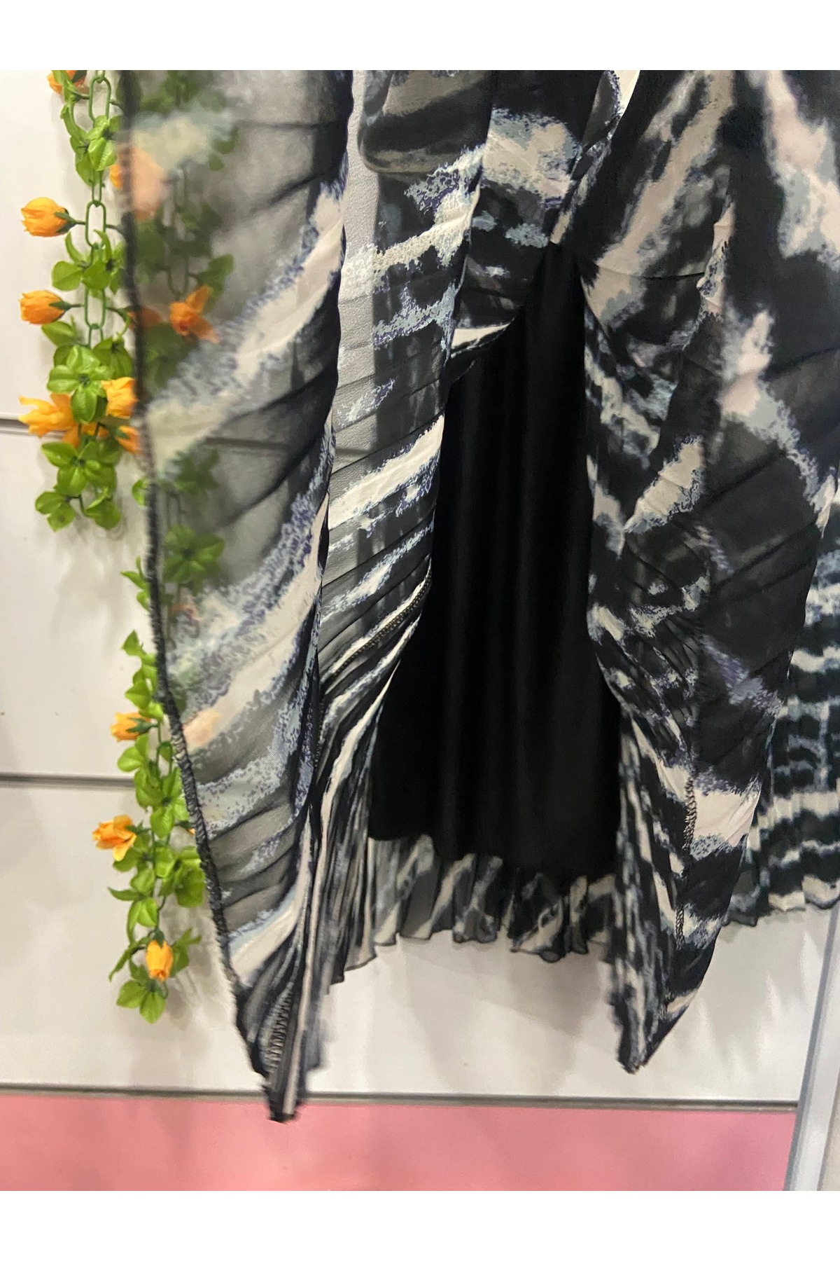 edu collection  Desenli şifon ÇAN etek astarlı - Görsel 3