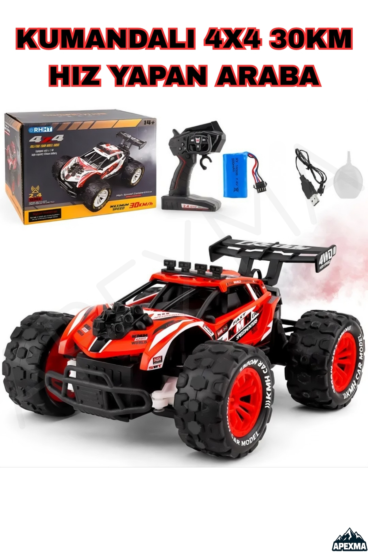Apexma 2.4GHz Uzaktan Kumandalı 4x4 30 Km Hız Yapan Şarjlı Buhar