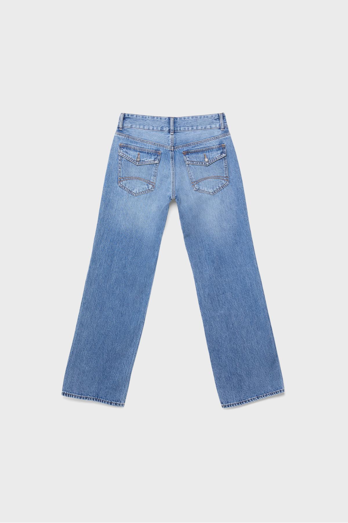 Stradivarius  Düşük bel çift düğmeli straight fit jean - Görsel 6