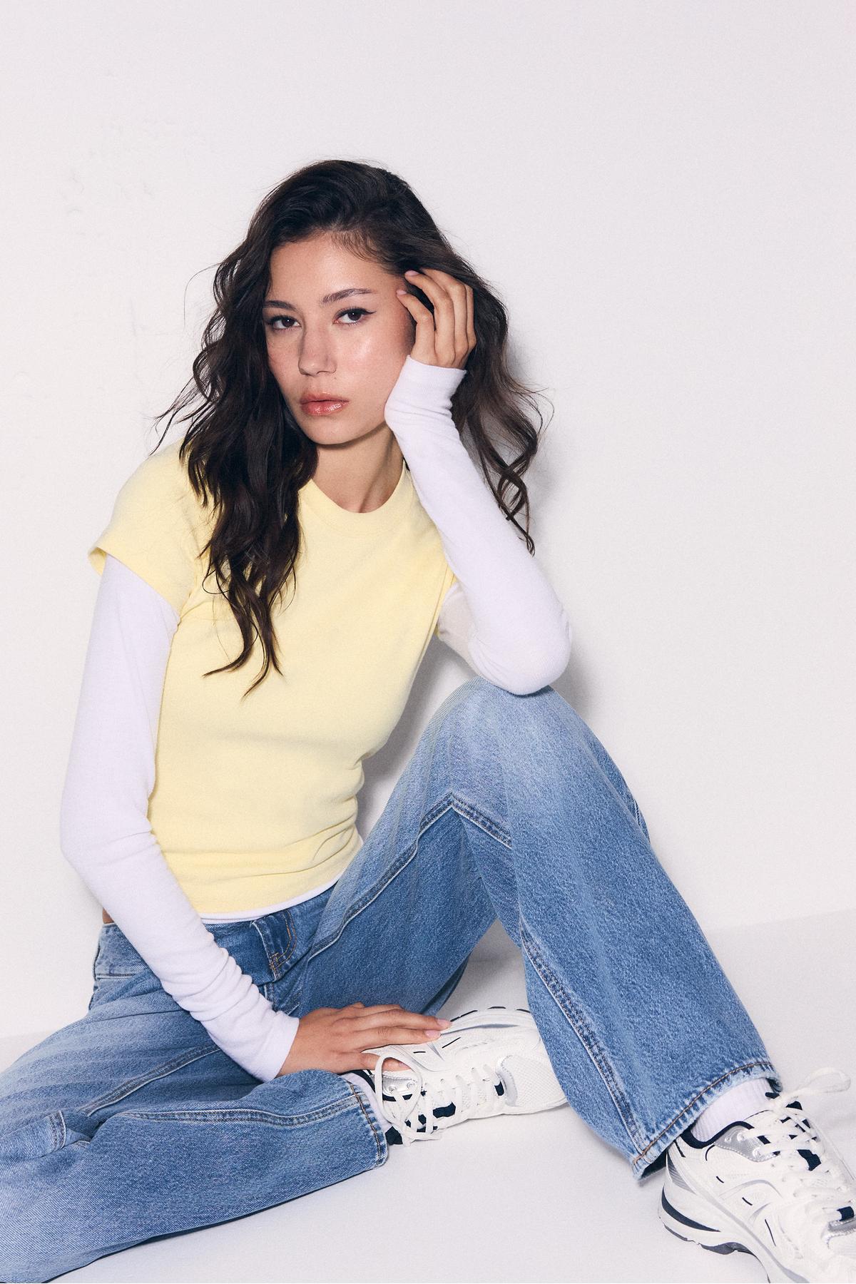 Stradivarius  Düşük bel çift düğmeli straight fit jean - Görsel 3