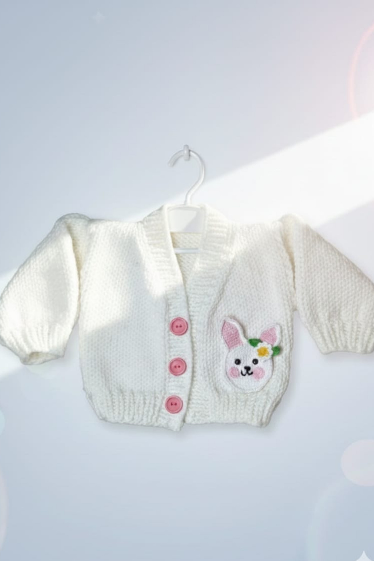 LunivellArt El Örgüsü Bebek Hırkası Amigurumi Tavşanlı Yenidoğan Kız Bebek Hırka fotoğrafı 7 (önizleme)