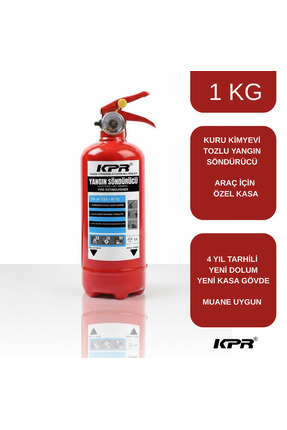 KPR YANGIN ARAÇ İÇİN ÖZEL KASA 1 KG KURU KİMYEVİ TOZLU YANGIN SÖNDÜRME TÜP + ...
