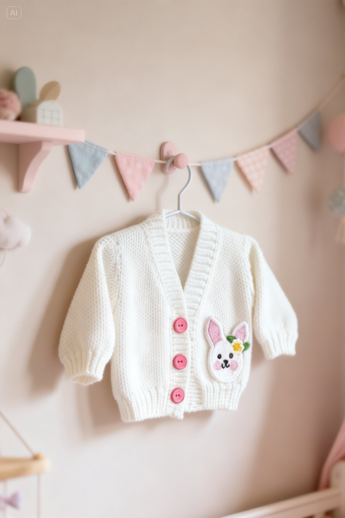 LunivellArt El Örgüsü Bebek Hırkası Amigurumi Tavşanlı Yenidoğan Kız Bebek Hırka fotoğrafı 2 (önizleme)