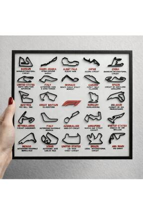 MisterionStudio F1 Pistleri 3D Çerçeve - Formula 1 Yarış Pisti Dekoratif Tabl...