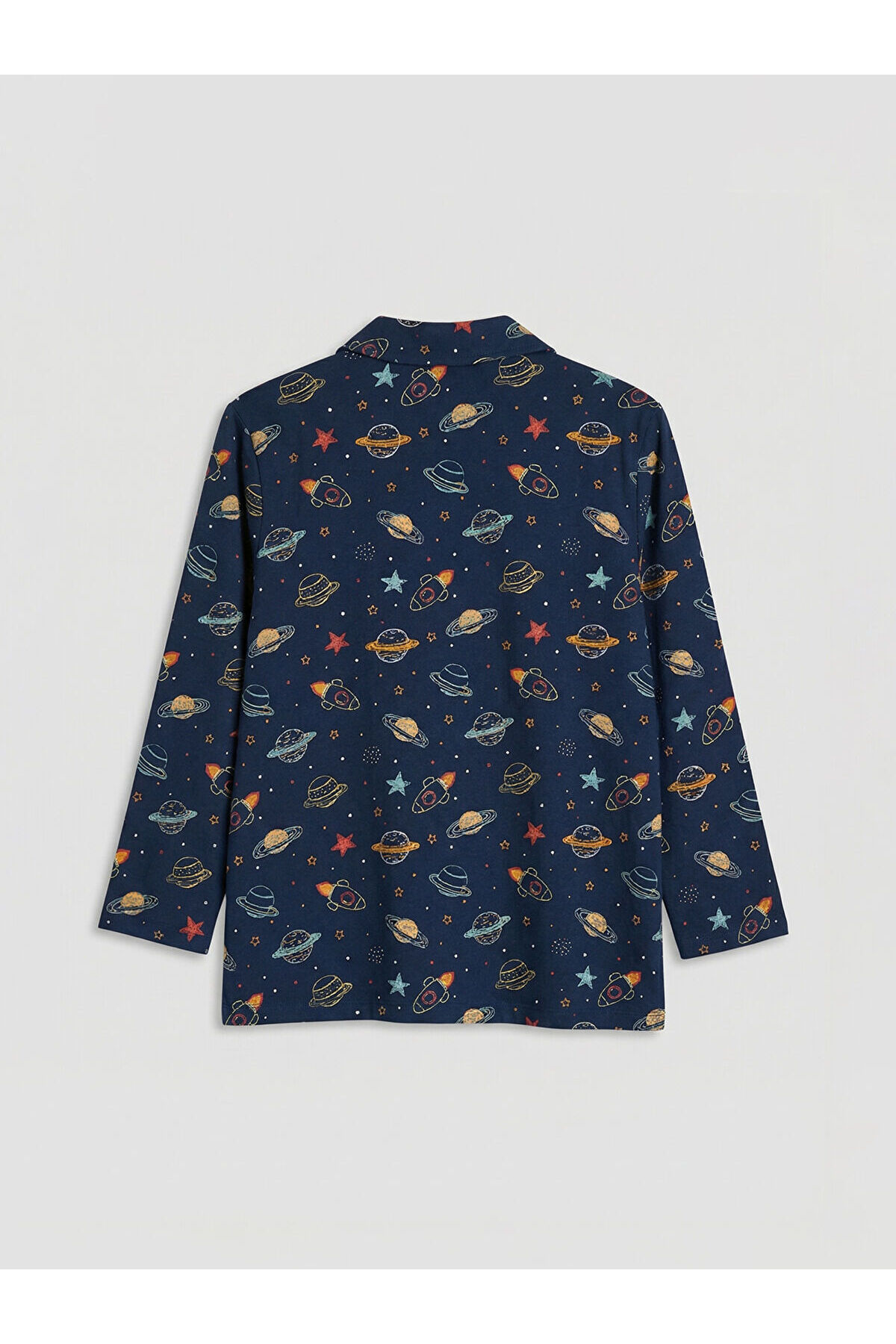 LC Waikiki M&B Collection Lacivert Gömlek Yaka Desenli Erkek Çocuk Pijama Takım fotoğrafı 4 (önizleme)