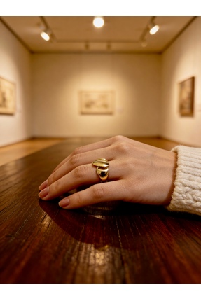 ayoljewelry Gold Modern Sanat Tasarımı Asimetrik Çelik Yüzük Ayarlanabilir