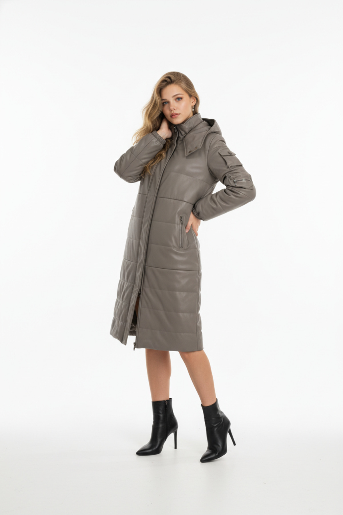 PAOLO FRAMINCO  PF-092 KUZU DERİSİ GRİ UZUN DERİ PALTO