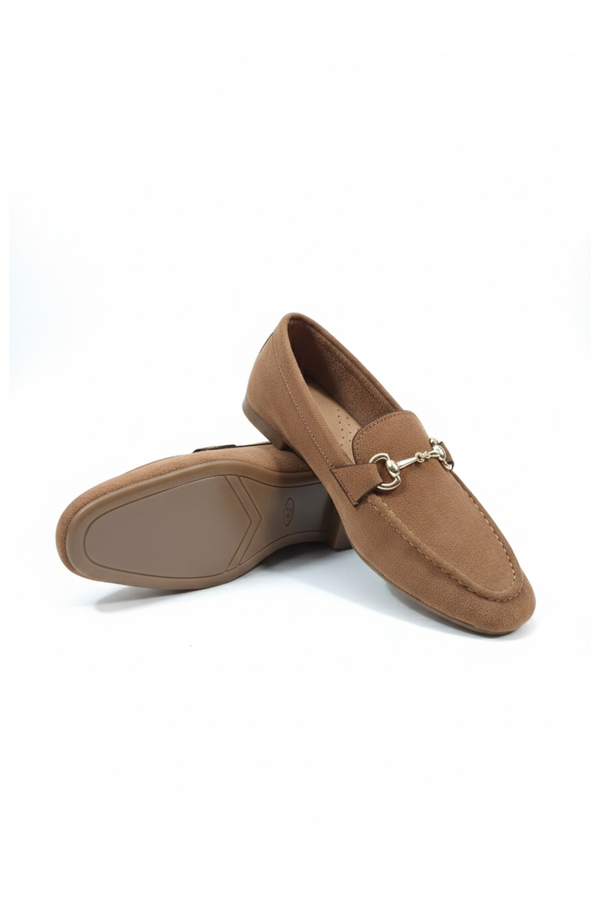 LUXEON Kadın Taba Günlük İthal Süet Tokalı Loafer Casual Ortopedik Hafif Esnek Rahat Şık Kadın Ayakkabı görsel 7