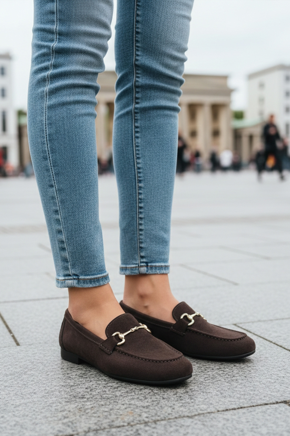 LUXEON Kadın Kahve Günlük İthal Süet Tokalı Loafer Casual Ortopedik Hafif Esnek Rahat Şık Kadın Ayakkabı görsel 3